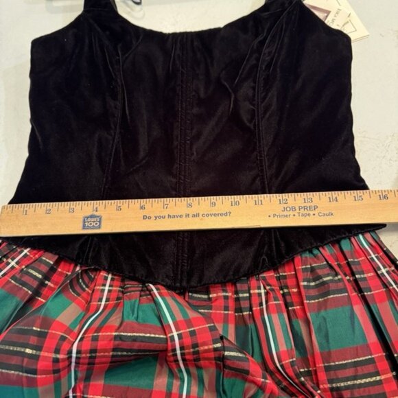 Vintage Scott McClintock Dress Women's 12 Black Velvet Tartan Plaid Holiday Maxi - Picture 12 of 13
